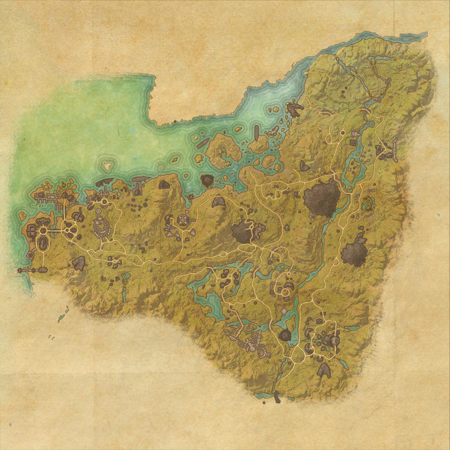 Карта региона Малабар Тор в Валенвуде из Elder Scrolls Online.