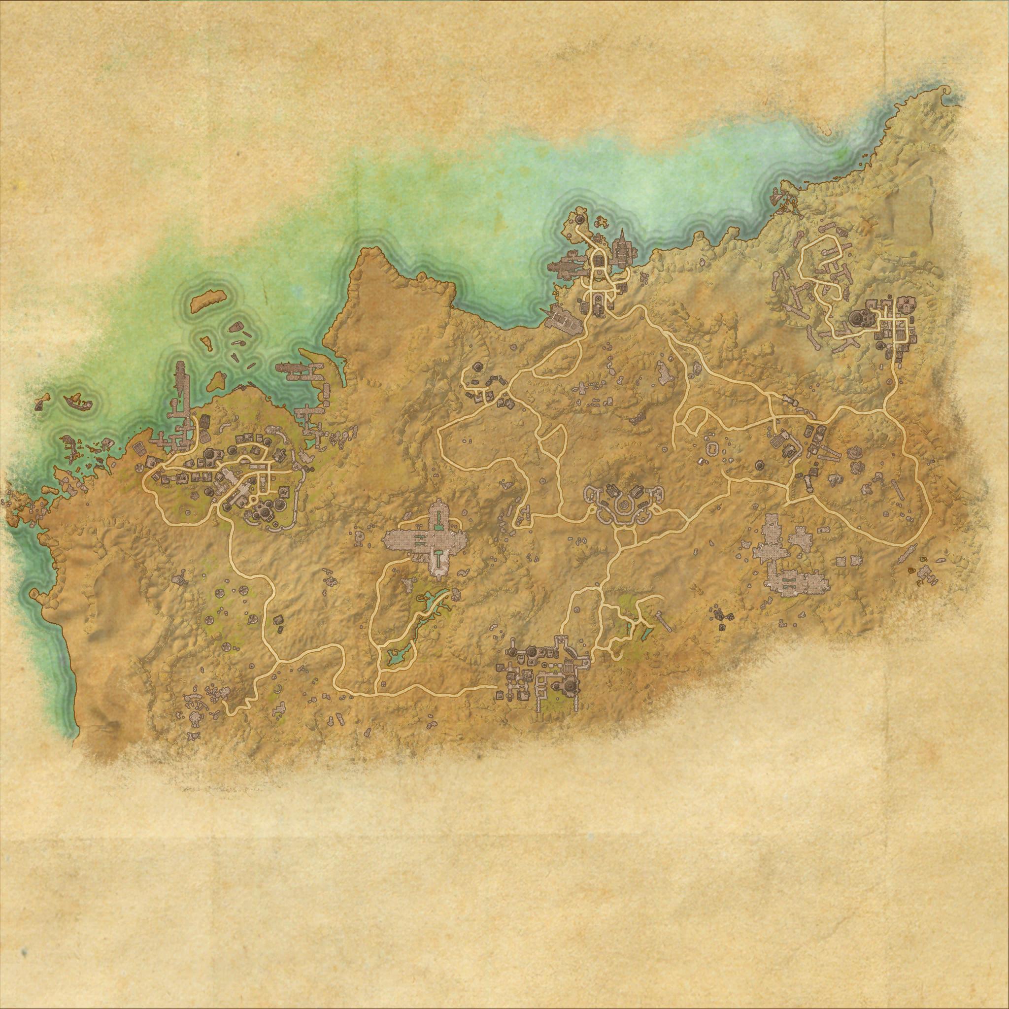 Карта пустыни Алик'р в Хаммерфелле из Elder Scrolls Online.